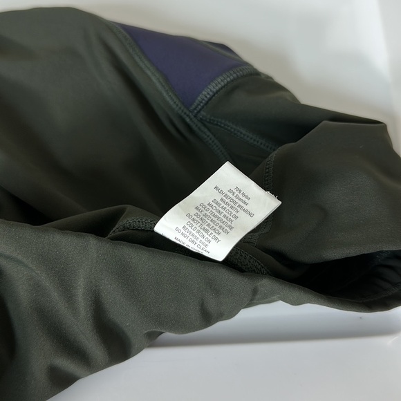 Zyia Active Olive Green Leggings Blue Stripe Mesh Size 4‎ - Picture 7 of 8